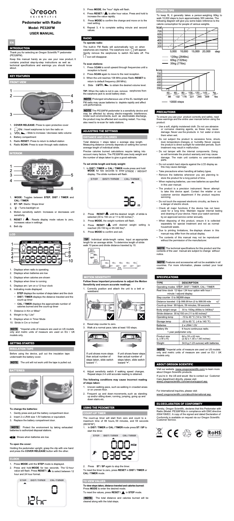 Page 1 de la notice Manuel utilisateur Oregon Scientific PE326FM