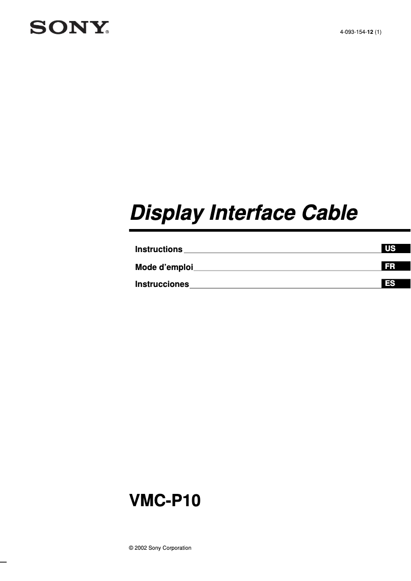 Page 1 de la notice Manuel utilisateur Sony VMC-P10