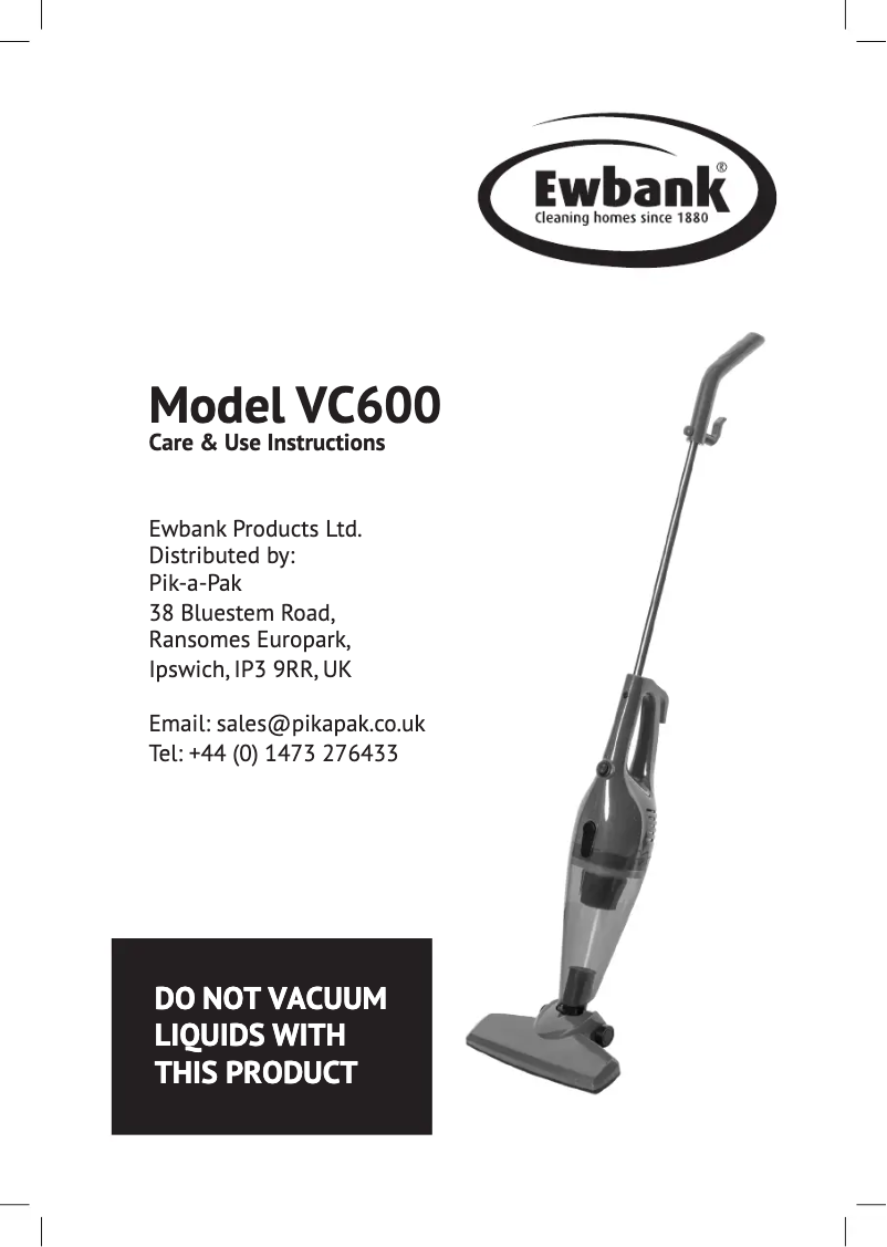 Image de la première page du manuel de l'appareil VC600