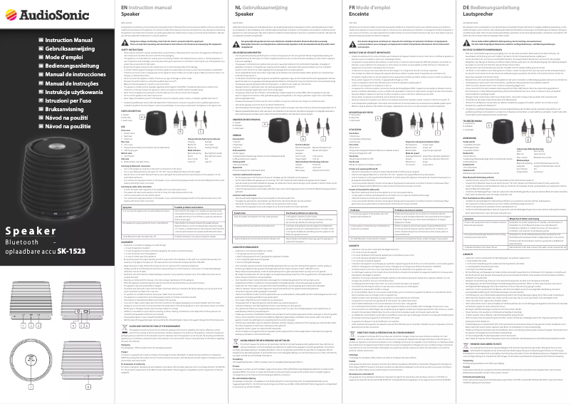 Page 1 de la notice Manuel utilisateur AudioSonic SK-1523