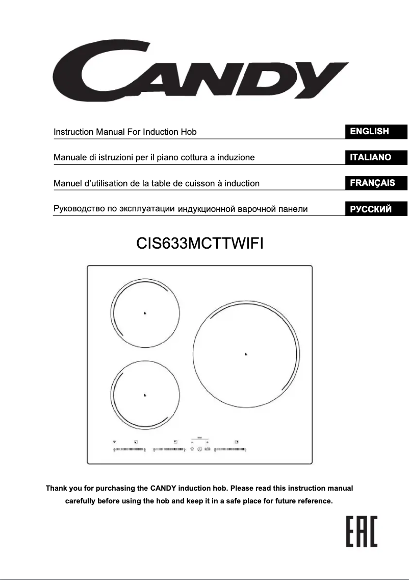Page n°1 - Manuel utilisateur Candy CIS633MCTTWIFI