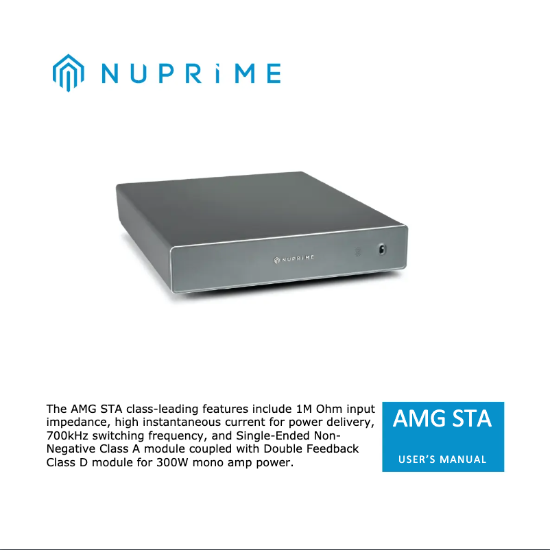 Page 1 de la notice Manuel utilisateur NuPrime AMG STA