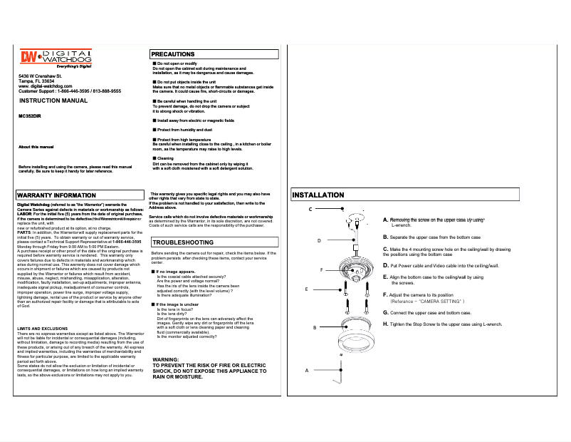 Page n°1 - Manuel utilisateur Digital Watchdog DWC-MC352DIR