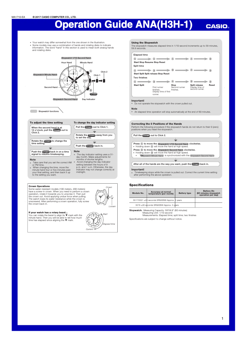 Page 1 de la notice Manuel utilisateur Casio Edifice EFR-564D-1AVUEF