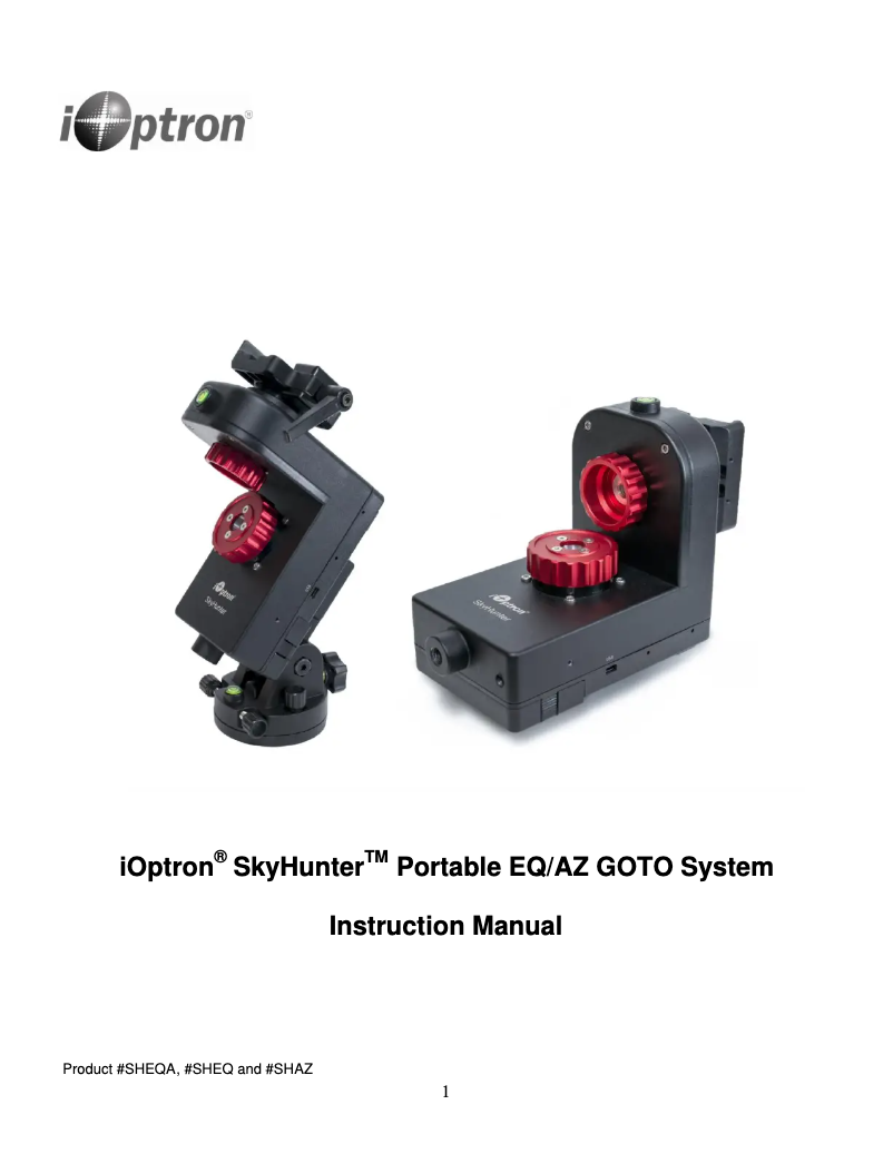Page n°1 - Manuel utilisateur iOptron SkyHunter