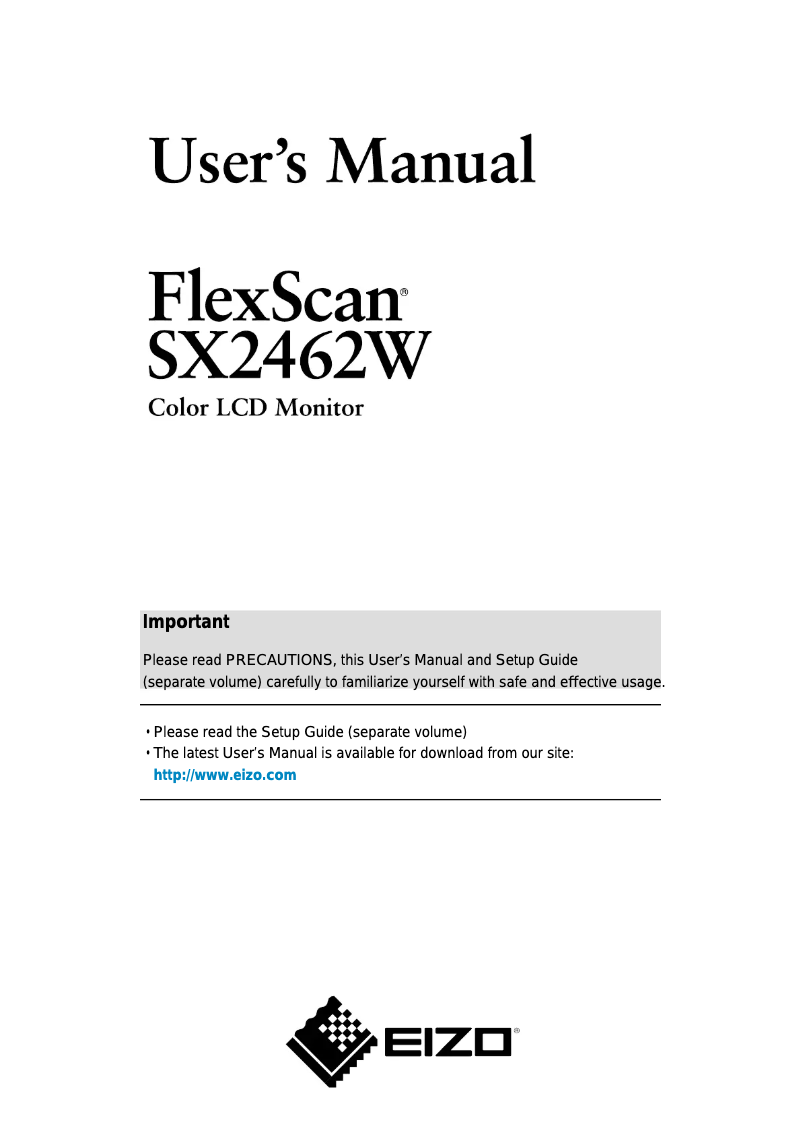 Página 1 del manual Manual de usuario Eizo SX2462WFS-BK