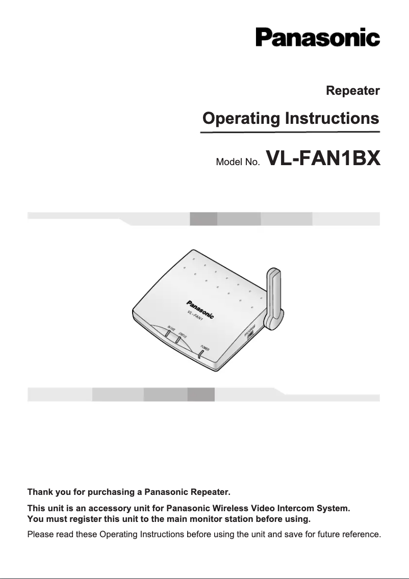 Page n°1 - Manuel utilisateur Panasonic VL-FAN1BX