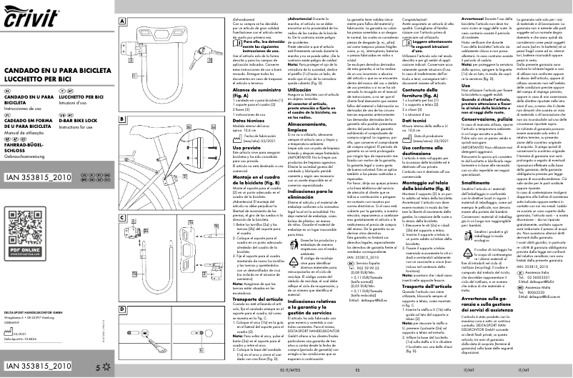 Page 1 de la notice Manuel utilisateur Crivit IAN 353815