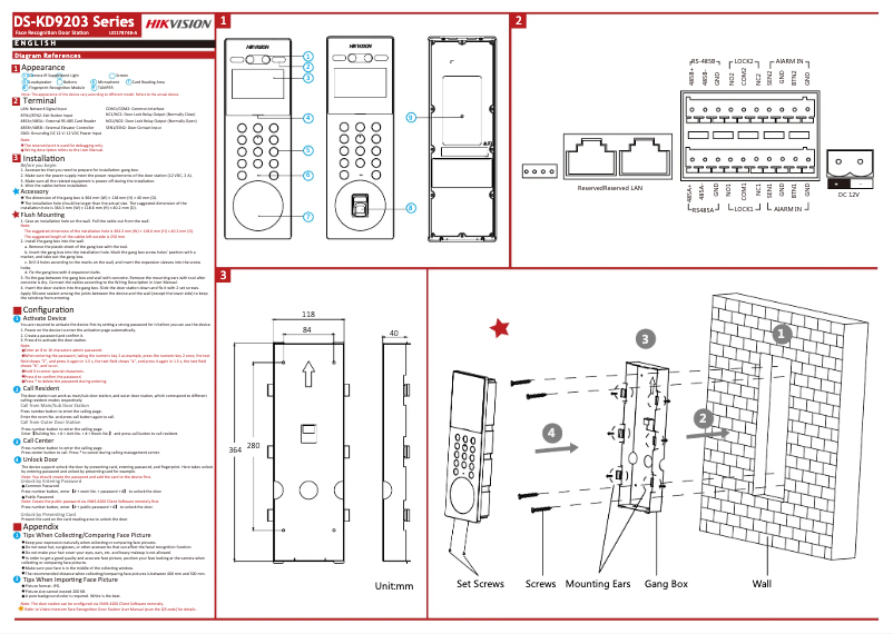 Page n°1 - Guide de démarrage rapide Hikvision DS-KD9203-TE6