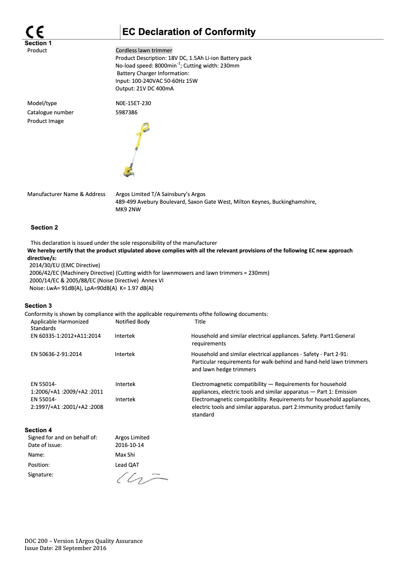 Image de la première page du manuel de l'appareil N0E-15ET-230