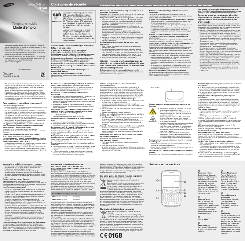 Image de la première page du manuel de l'appareil Chat 357 GT-S3570