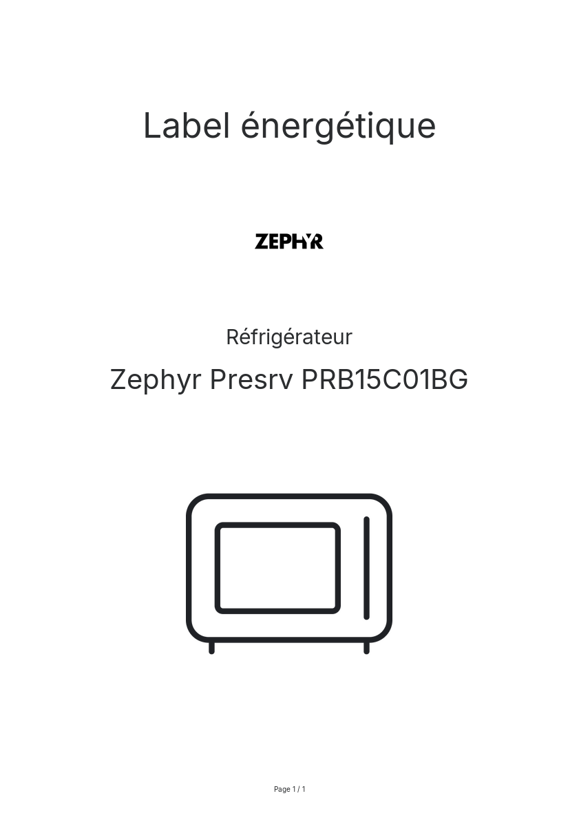 Image de la première page du manuel de l'appareil Presrv PRB15C01BG