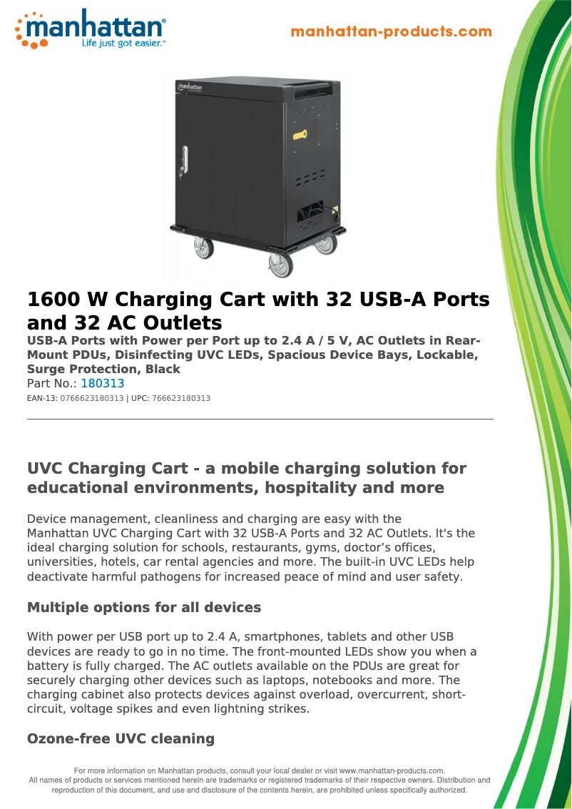 Page 1 de la notice Fiche technique Manhattan 180313