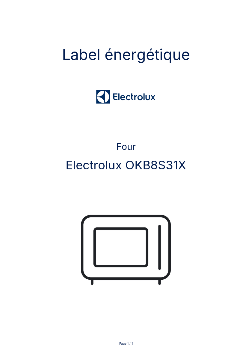 Page n°1 - Label énergétique Electrolux OKB8S31X