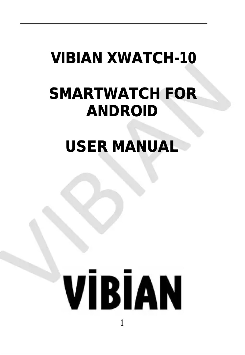 Image de la première page du manuel de l'appareil XWATCH-10 Android