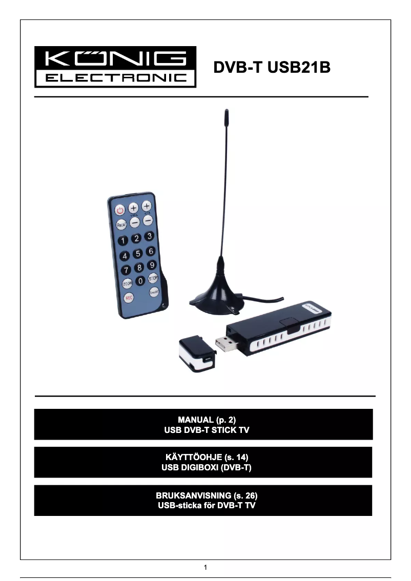Page n°1 - Manuel utilisateur Konig DVB-T USB21B