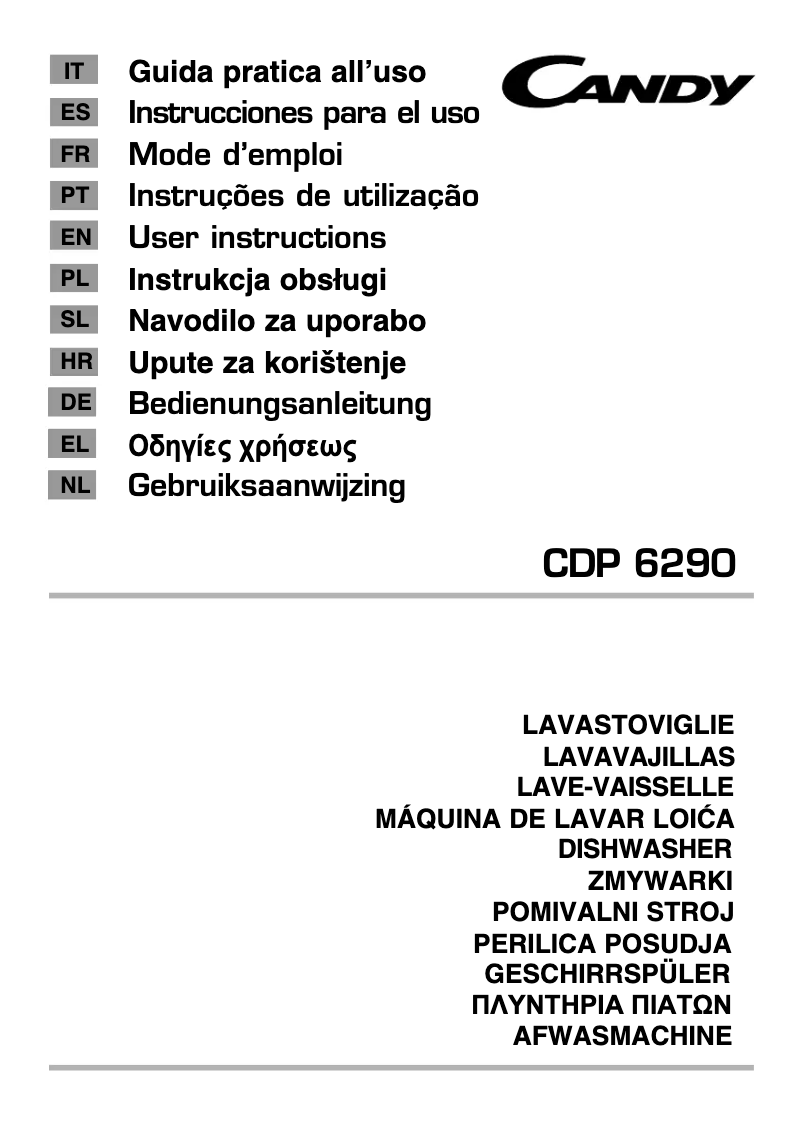 Page 1 de la notice Manuel utilisateur Candy CDP 6290