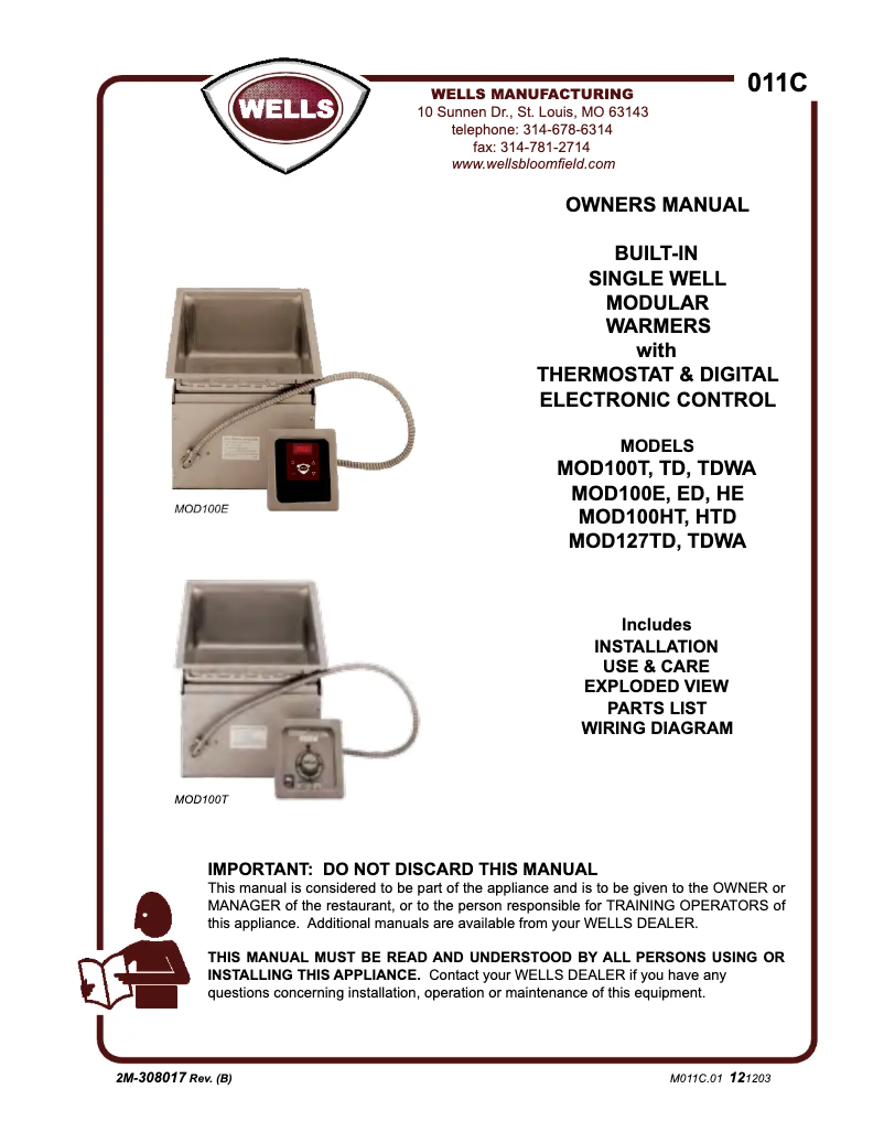 Image de la première page du manuel de l'appareil MOD100T