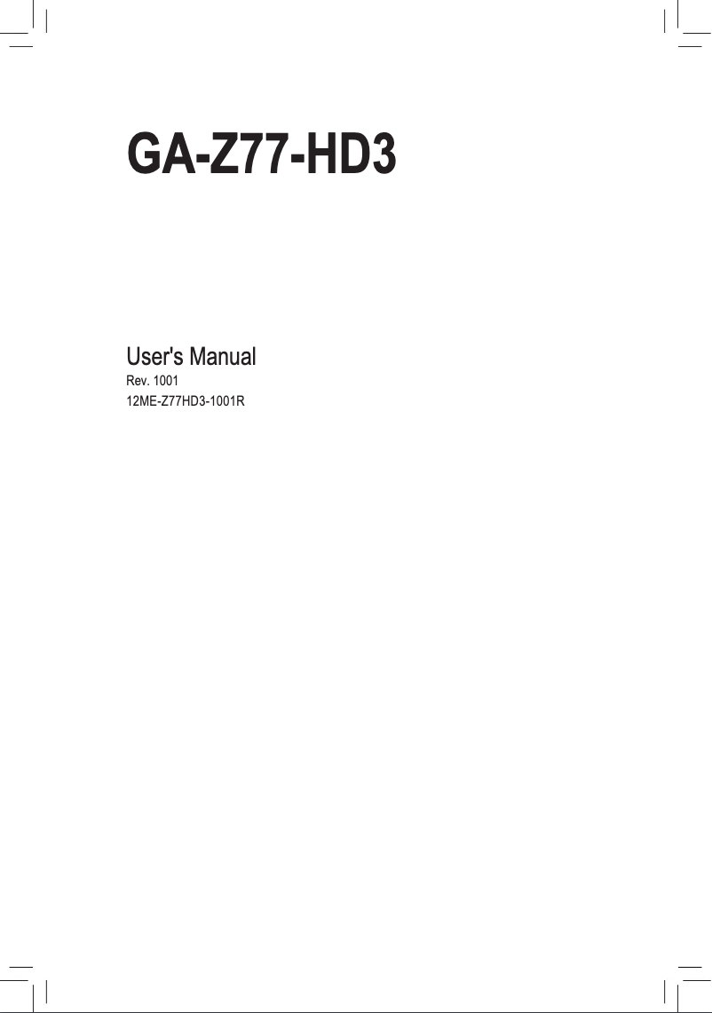Page 1 de la notice Manuel utilisateur Gigabyte GA-Z77-HD3