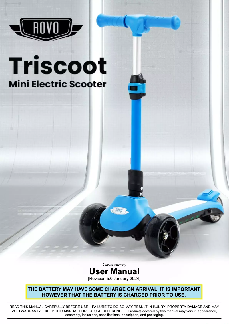 Page 1 de la notice Manuel utilisateur Rovo Kids Triscoot