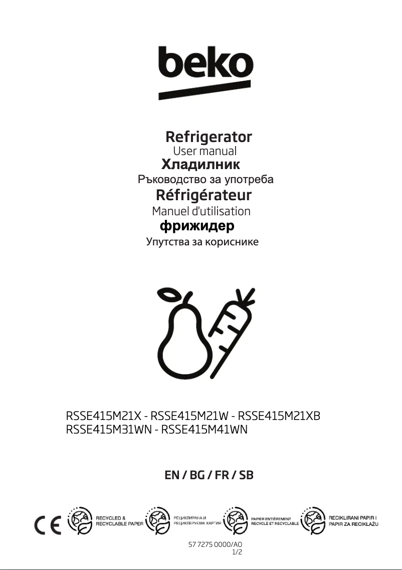 Image de la première page du manuel de l'appareil RSSE415M41WN