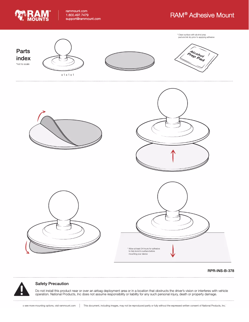 Page 1 de la notice Manuel utilisateur RAM Mount RAP-B-378-GA6