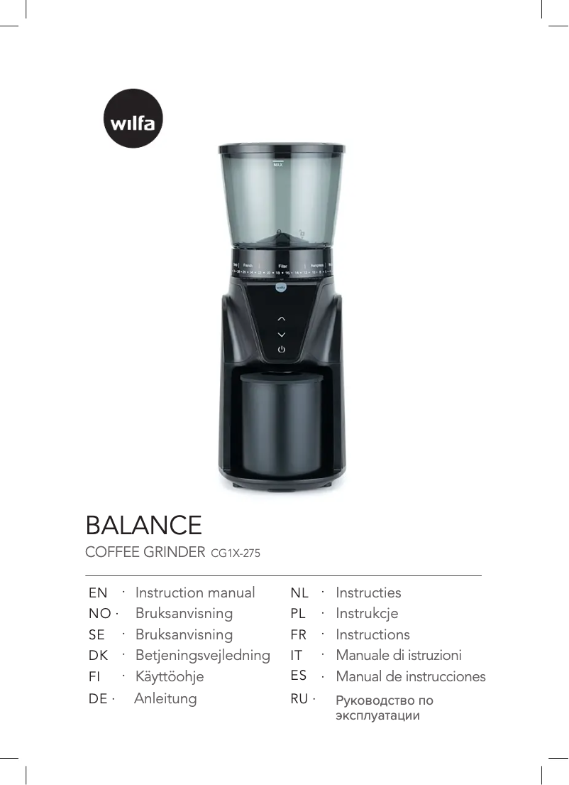 Page 1 de la notice Manuel utilisateur Wilfa Balance CG1X-275
