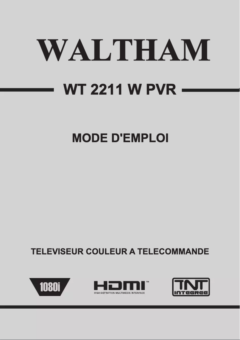 Page n°1 - Manuel utilisateur Waltham WT 2211 W PVR