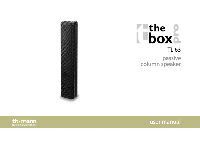 Page 1 de la notice Manuel utilisateur The Box Pro TL 63