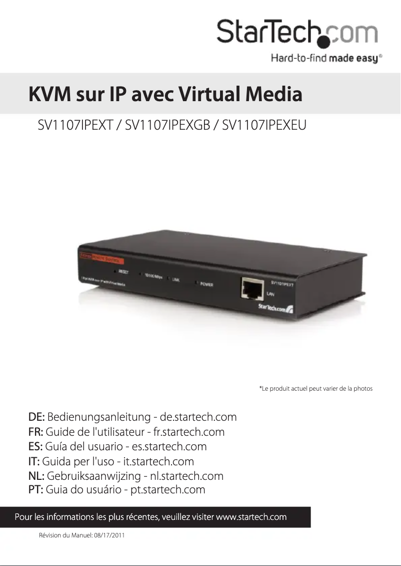 Page n°1 - Manuel utilisateur StarTech.com SV1107IPEXT