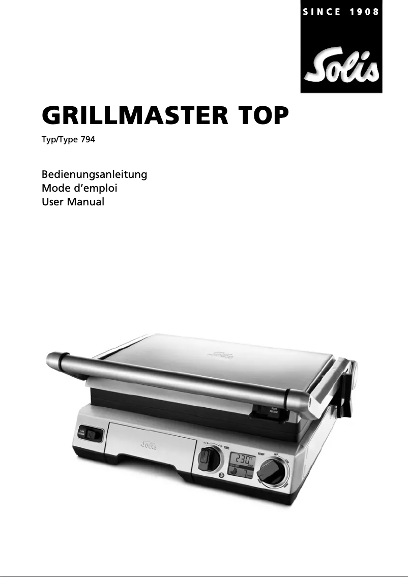 Page n°1 - Manuel utilisateur Solis Grillmaster Top
