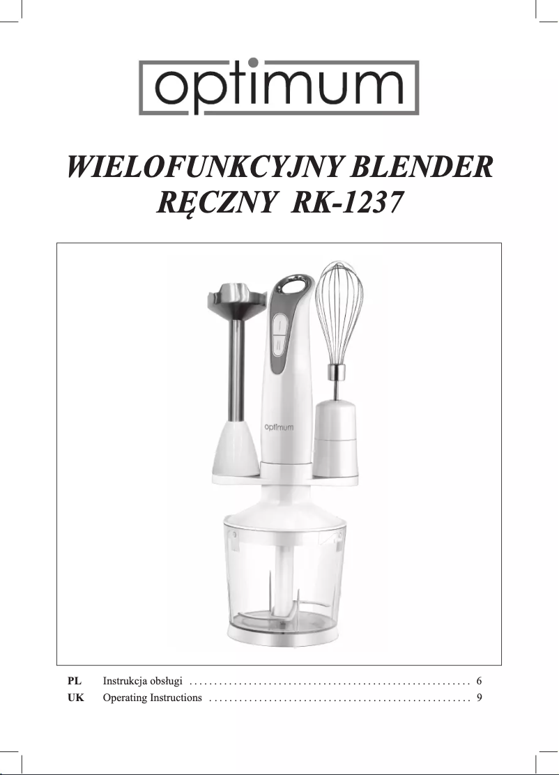 Page n°1 - Manuel utilisateur Optimum RK-1237