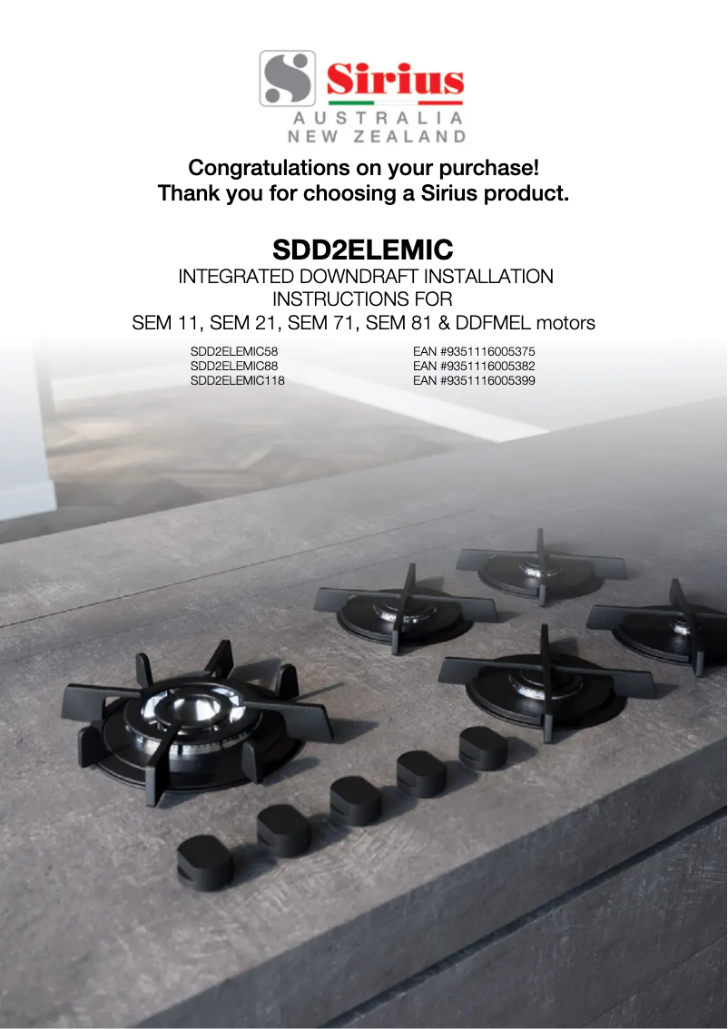 Page 1 de la notice Guide d'installation Sirius SDD2ELEMIC118