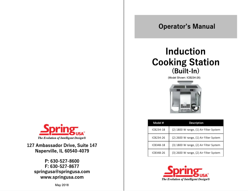 Page n°1 - Manuel utilisateur Spring USA ICB234-18