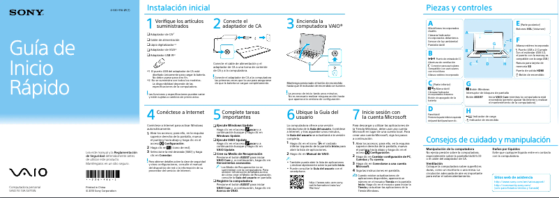 Page n°1 - Guide d'installation Sony Vaio Fit 13 SVF13N25CLB