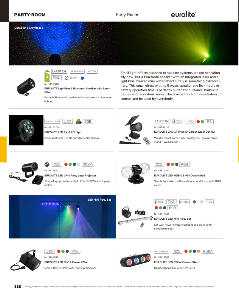 Page 1 de la notice Catalogue Eurolite LED Mini Party Set