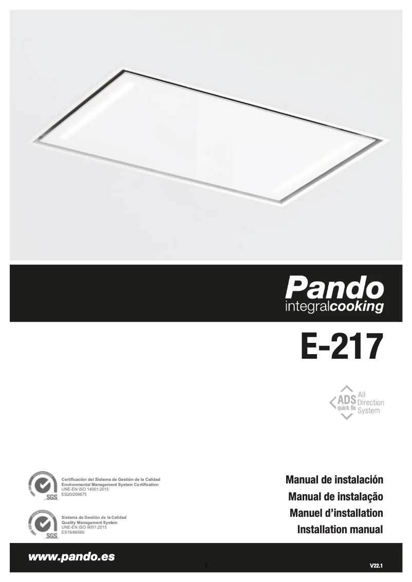 Page 1 de la notice Manuel utilisateur Pando E-217