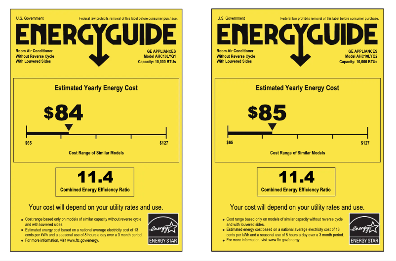 Page n°1 - Label énergétique GE AHC10LY