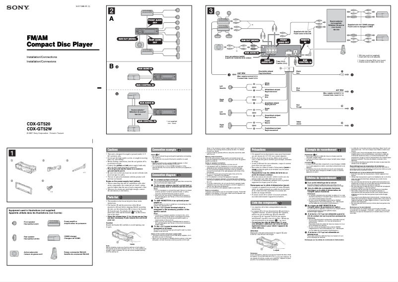 Page n°1 - Guide d'installation Sony CDX-GT52W