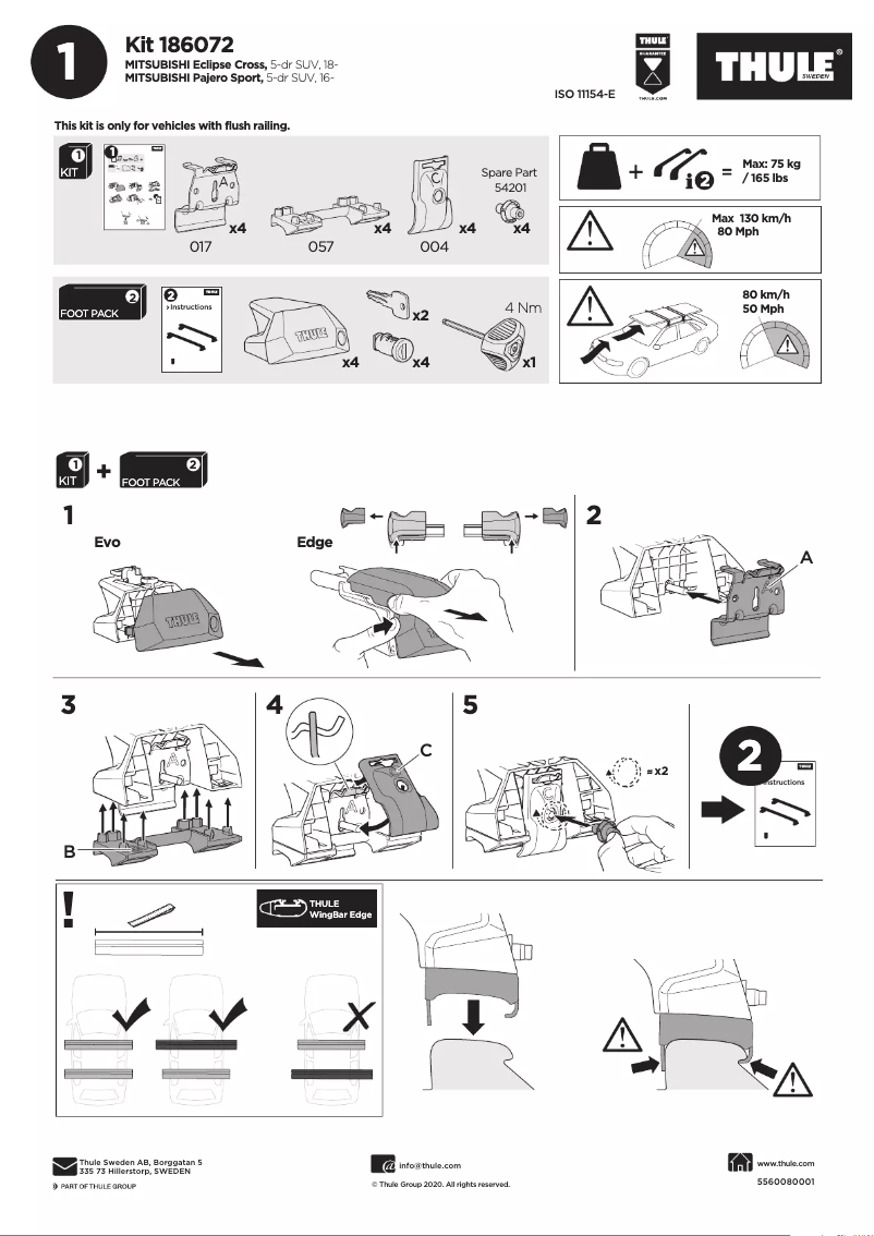Page 1 de la notice Manuel utilisateur Thule Kit 186072