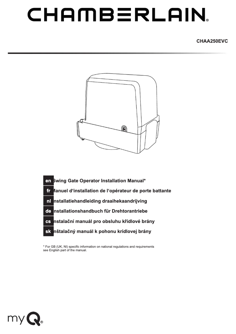 Page n°1 - Manuel utilisateur Chamberlain CHAA250EVC