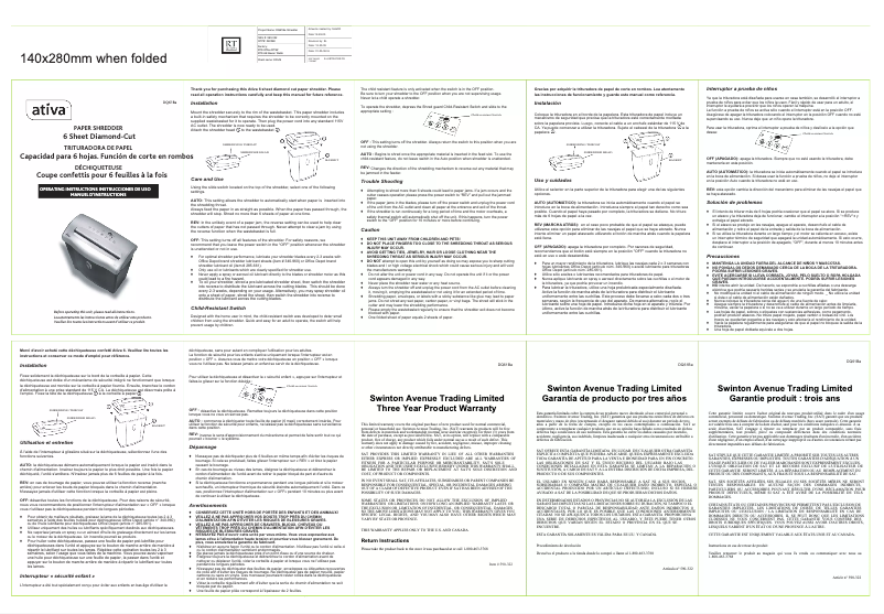 Page n°1 - Manuel utilisateur Ativa DQ61Ba