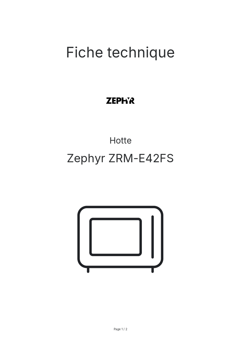 Page n°1 - Fiche technique Zephyr ZRM-E42FS