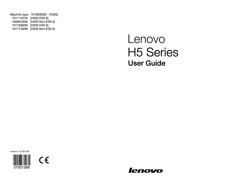 Page 1 de la notice Manuel utilisateur Lenovo IdeaCentre H535