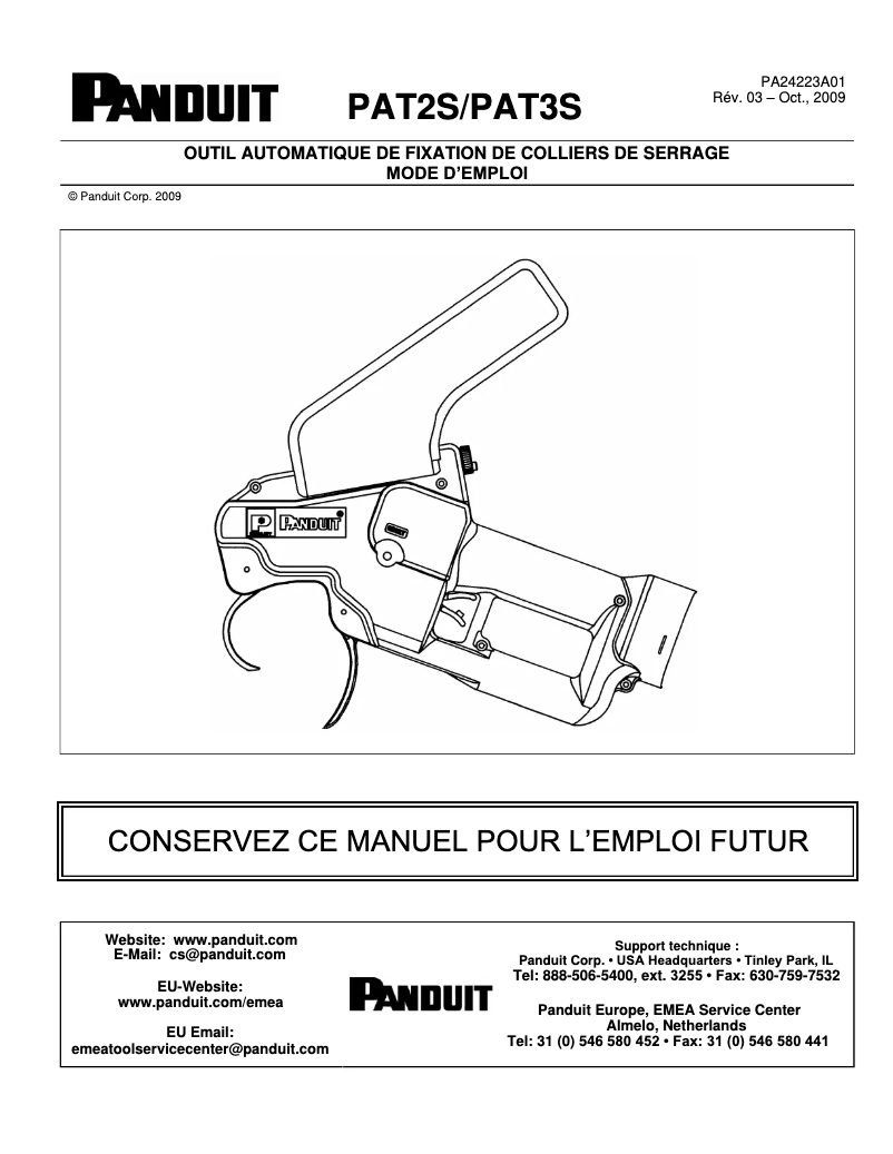 Page n°1 - Manuel utilisateur Panduit PAT2S