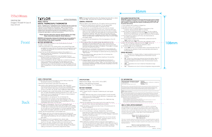 Página 1 del manual Manual de usuario Taylor 5305742