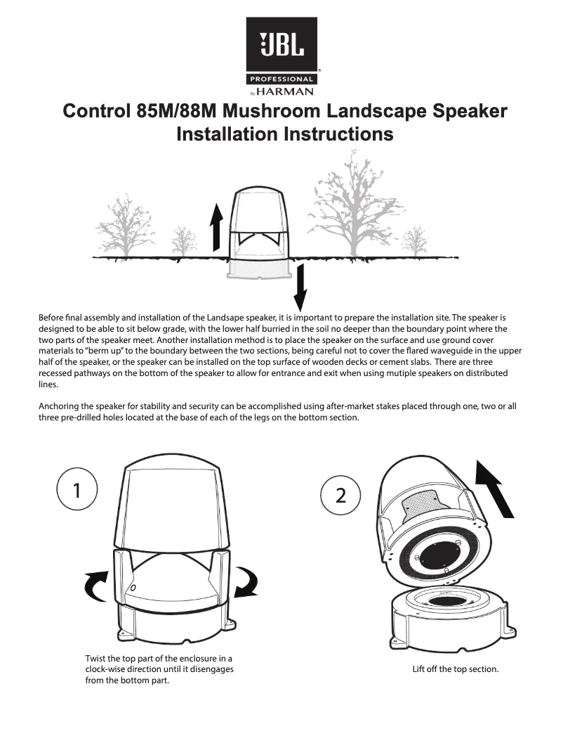Page 1 de la notice Mode d'emploi JBL Control 88M
