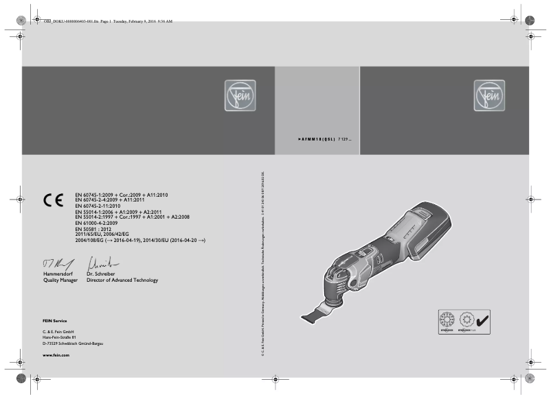 Page 1 de la notice Manuel utilisateur Fein AFMM 18 QSL