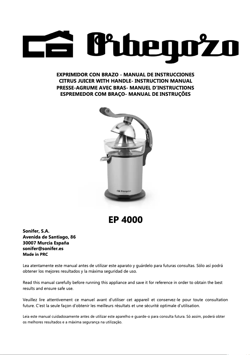 Image de la première page du manuel de l'appareil EP 4000