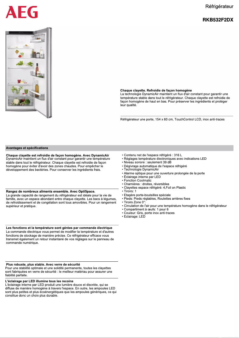 Page n°1 - Fiche technique AEG RKB532F2DX